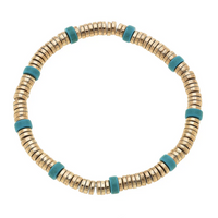 Luca Beaded Bracelet in Turquoise and Worn Gold